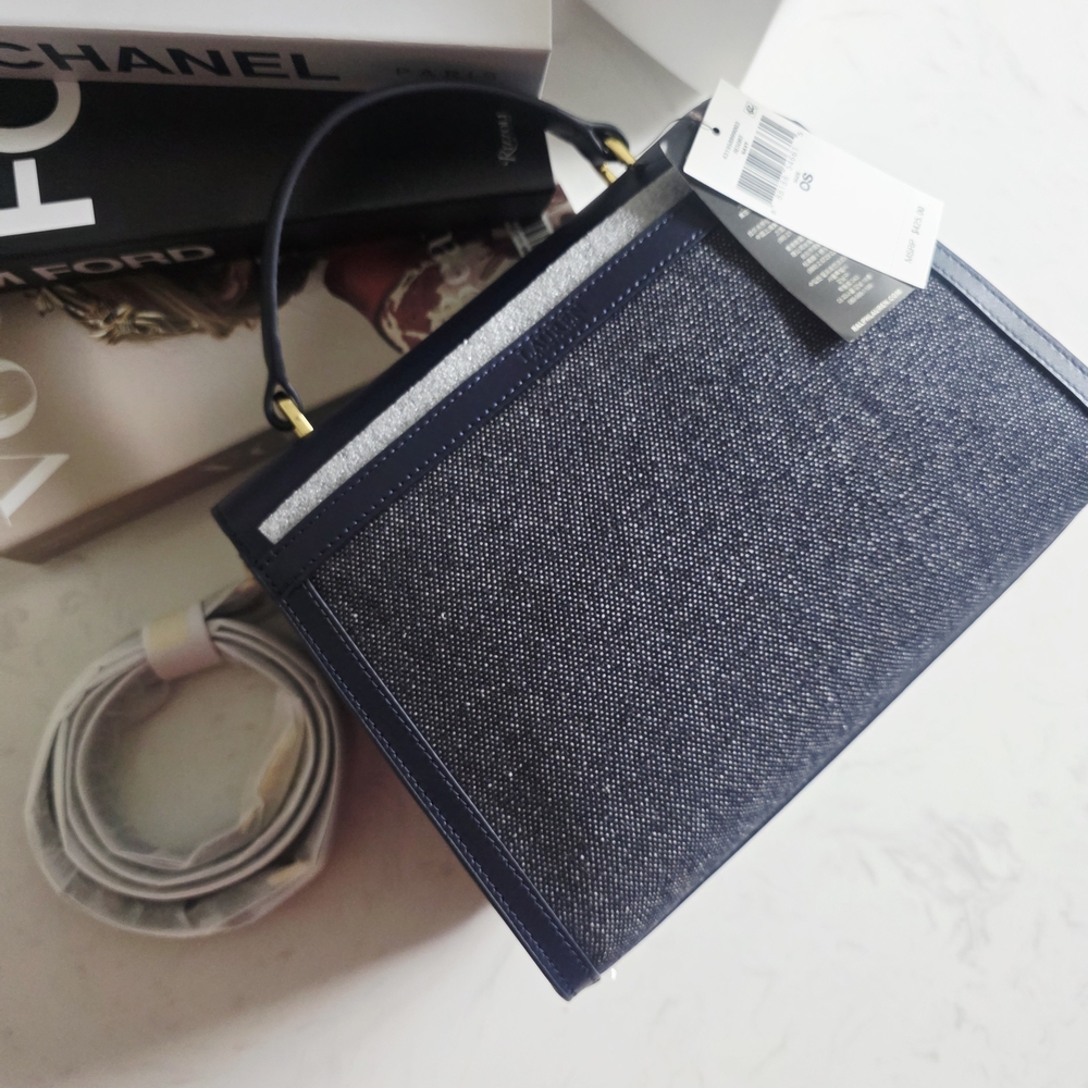 Ralph Lauren Navy Blue Satchel with Gold Accent - Picture 3 of 7